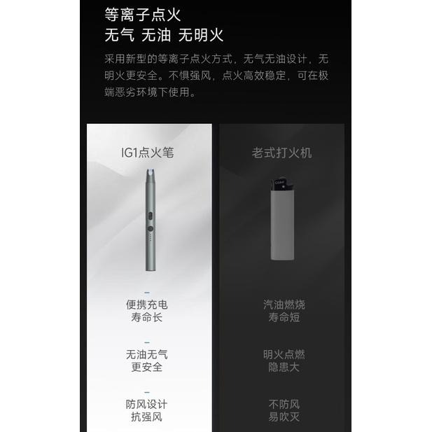 【小米粉】有品 等離子 點火筆 點火槍 點火器 抗風 電子 打火機 防風 點火器 USB 充電 戶外 點火-細節圖2