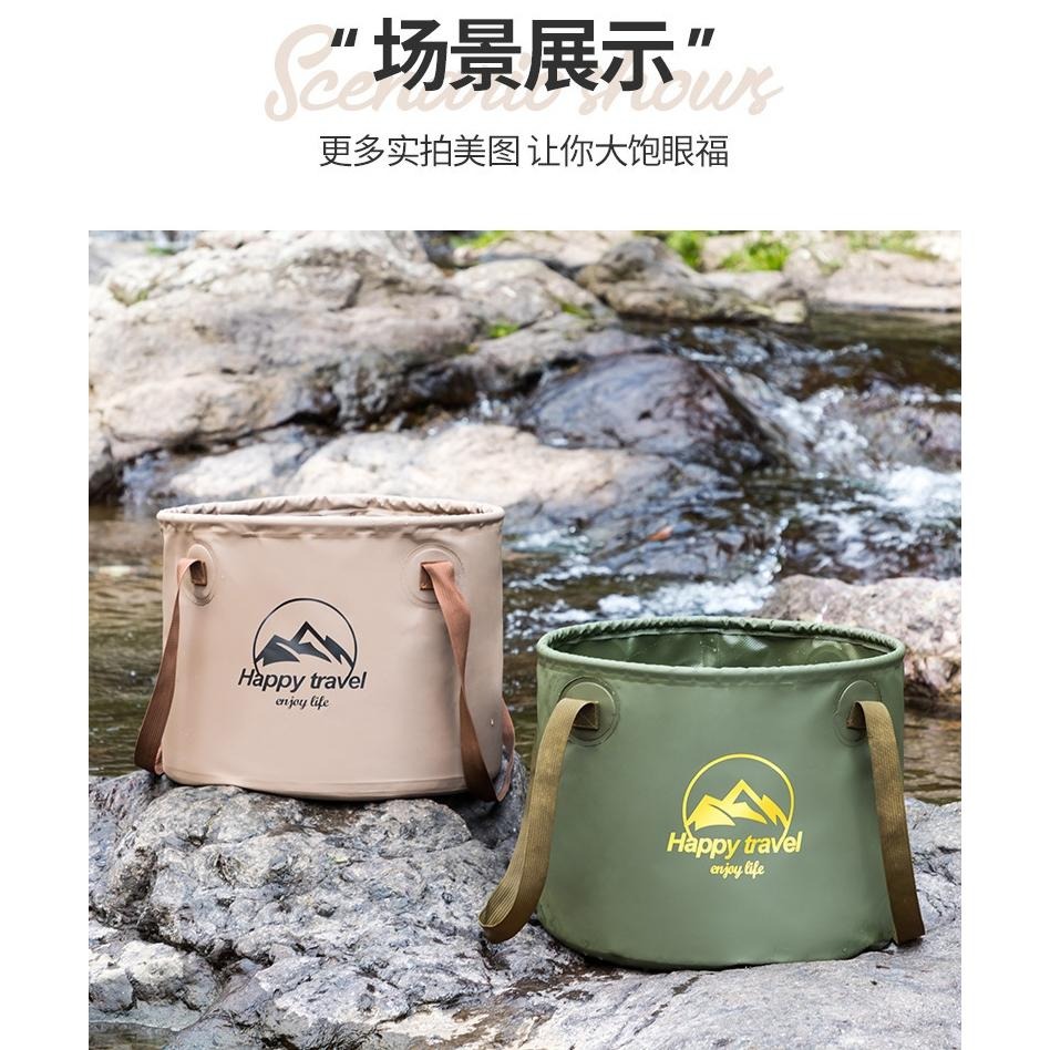 【小米粉】水桶 露營水桶 戶外水桶 手提水桶 摺疊水桶 可折疊水桶 旅行水桶 圓形折疊水桶 折疊盆 戶外水桶-細節圖6
