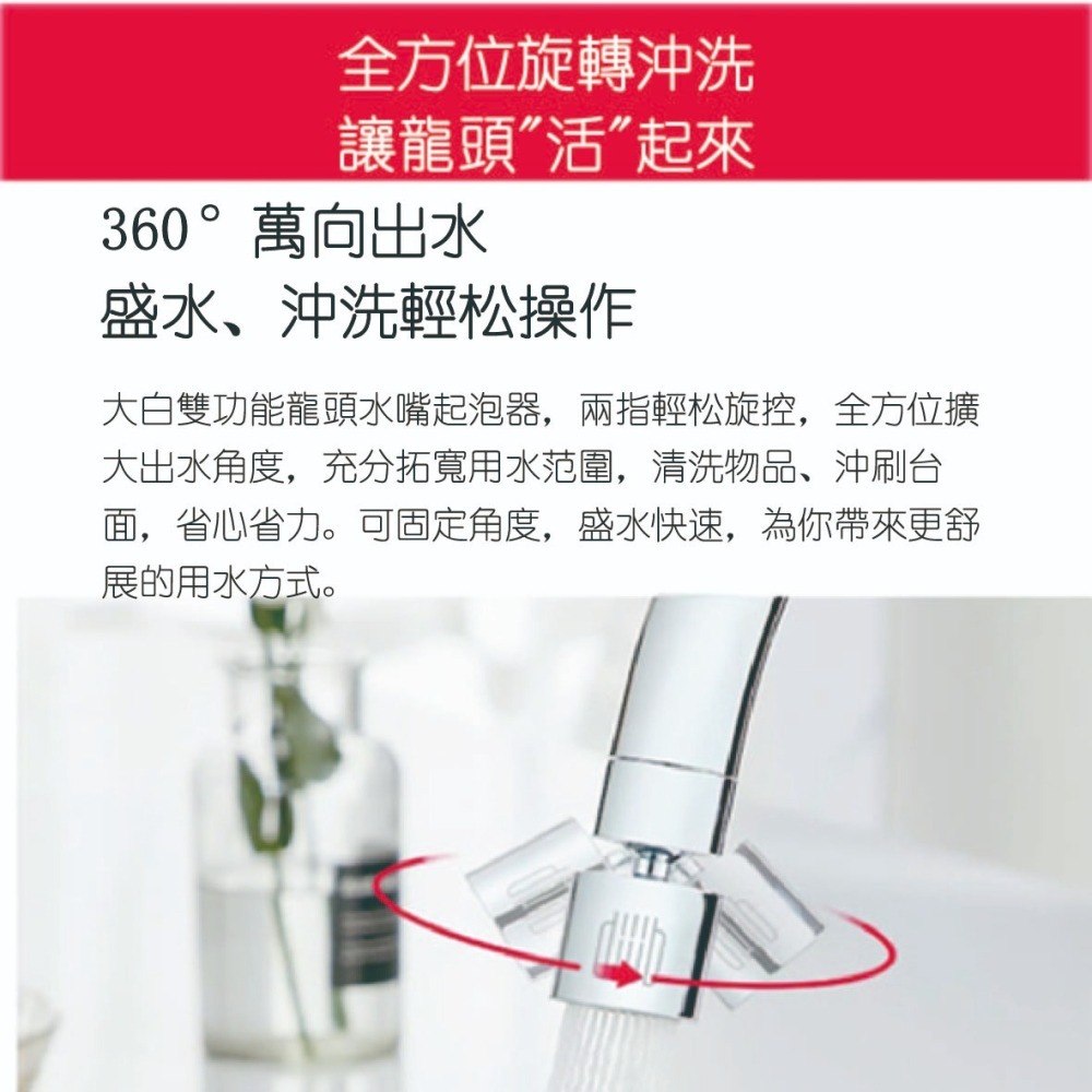 【小米粉】 有品 大白 雙功能龍頭水嘴起泡器 廚房水龍頭 雙功能起泡器 雙水花模式 17項專利 防濺水 過濾嘴-細節圖3