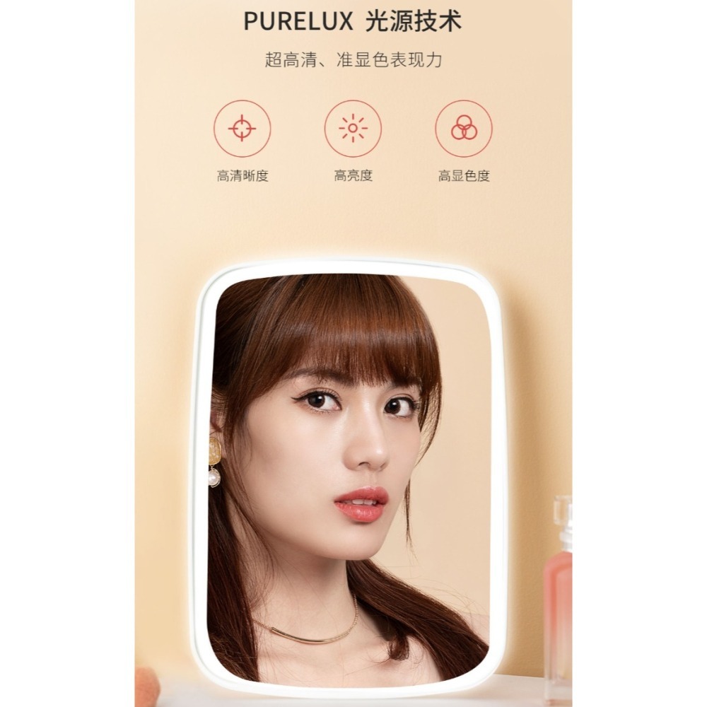 【小米粉】有品 佐敦朱迪 led 化妝鏡 鏡子化妝鏡 led鏡子 美妝鏡 智能化妝鏡 帶燈化妝鏡 補光化妝鏡-細節圖3