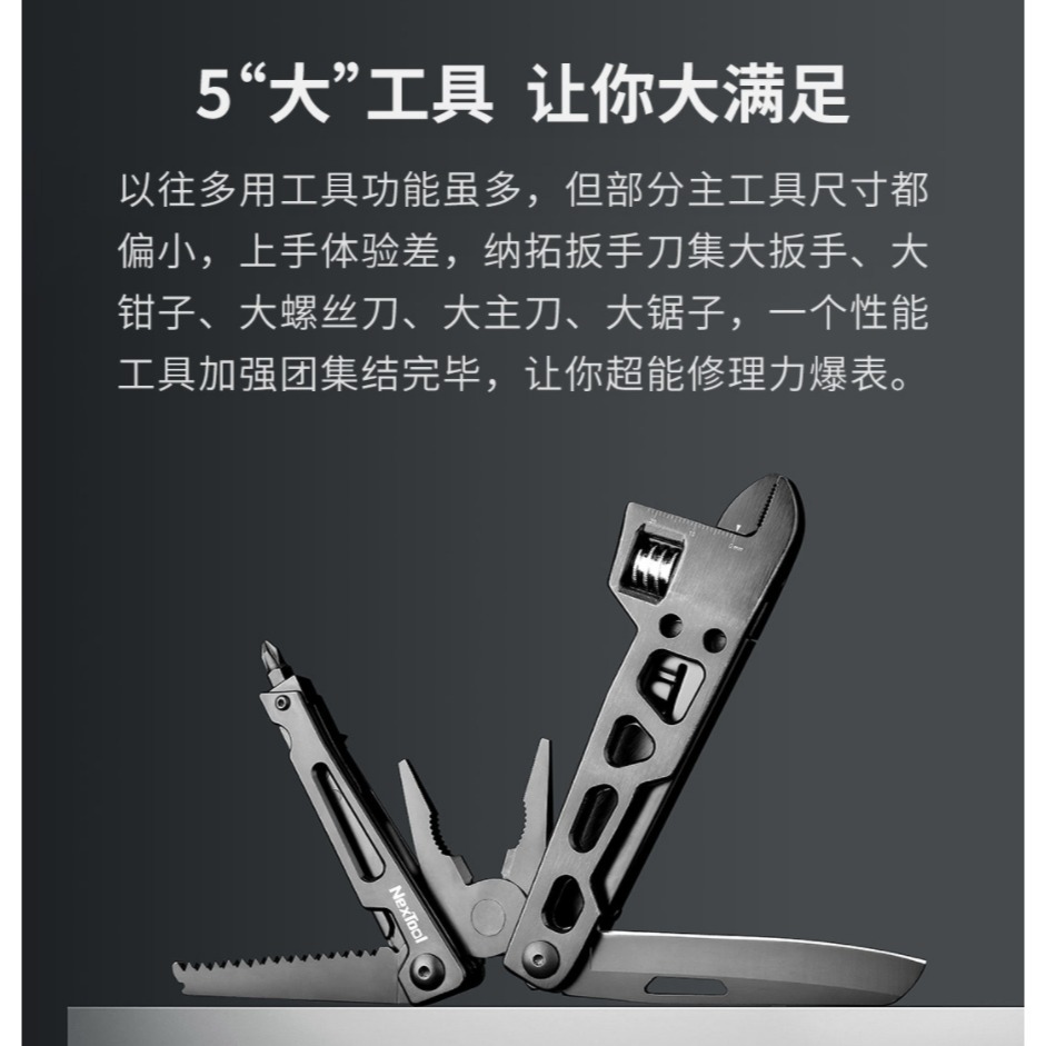 【小米粉】有品 納拓多功能扳手刀 螺絲刀 鉗子 小刀 木鋸 多功能活動扳手 野外露營組合工具-細節圖7
