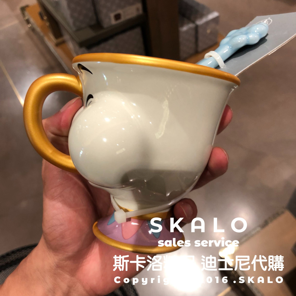 SKALO［美女與野獸 阿奇杓子杯子］上海迪士尼 杯子 馬克杯 阿奇 湯匙勺子-細節圖4