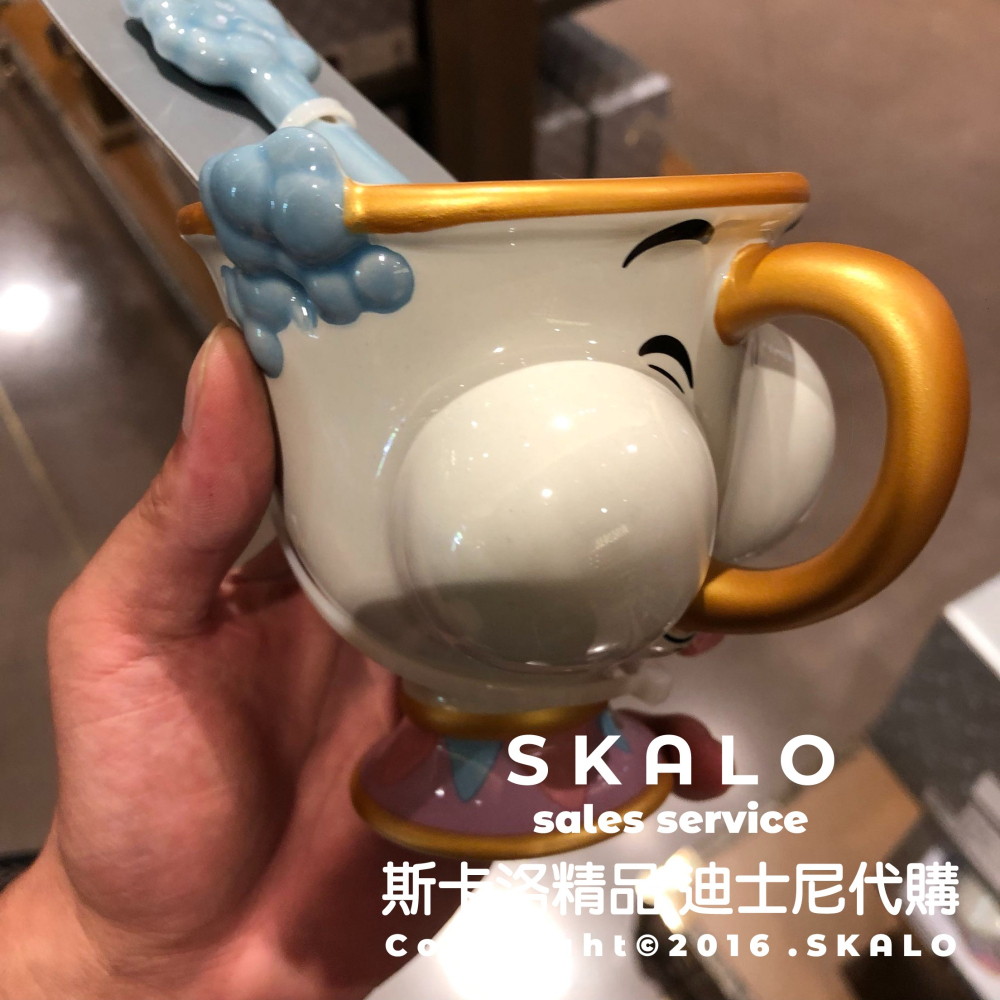 SKALO［美女與野獸 阿奇杓子杯子］上海迪士尼 杯子 馬克杯 阿奇 湯匙勺子-細節圖5