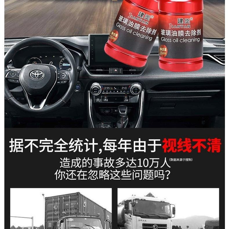 台灣出貨 汽車 玻璃油膜去除劑 驅水疏油 強力清潔 擋風玻璃清潔劑 汽車玻璃 透亮清潔 強力清洗 雨刷精 玻璃油膜去除劑-細節圖7