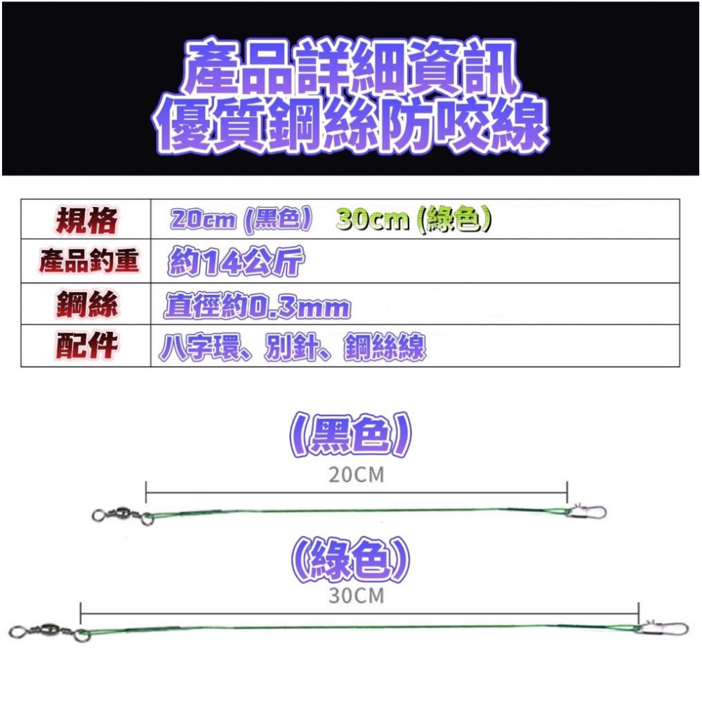 台灣現貨釣具專賣-防咬鋼絲線 附八字 別針 船釣天亞 路亞假餌 鋼絲前導線 包漆設計 防腐鋼絲線 簡單方便 快速-細節圖6