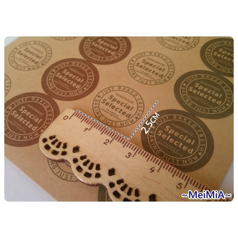 【1張16枚貼紙】餅乾封口貼(牛皮圓形貼) Meimia紙盒x包裝-細節圖3