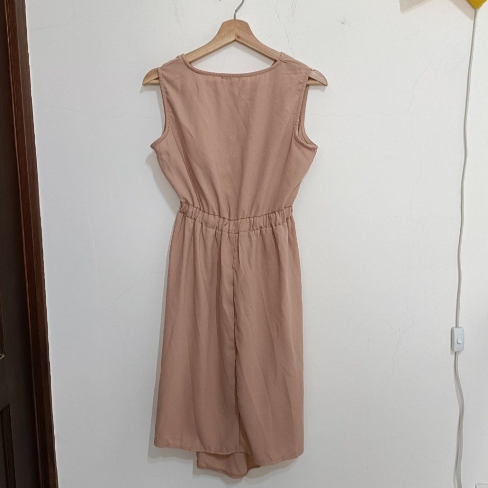 全新溫柔粉色前露腰洋裝（僅下水）-細節圖2