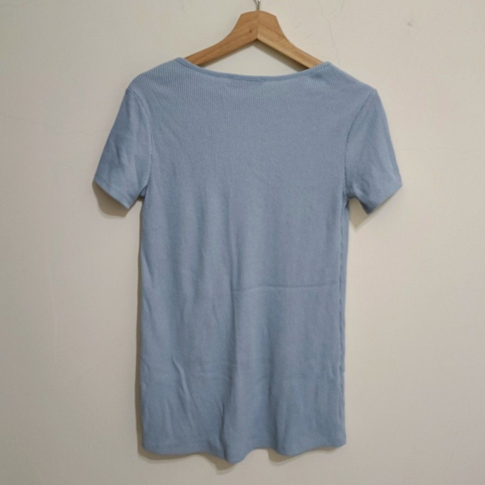 Zara針織短袖外套/罩衫（溫柔藍），全新僅下水，尺寸S-細節圖5