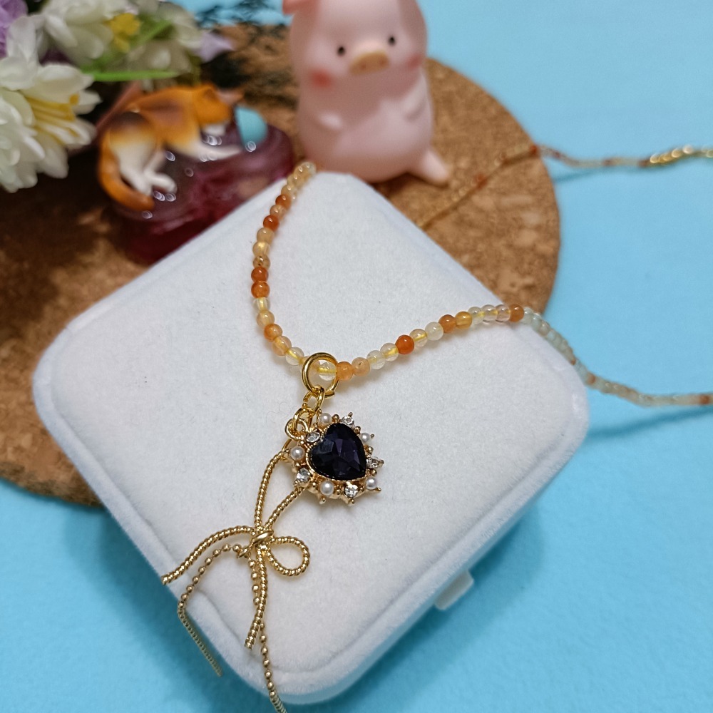 手作招財黃水晶項鍊-細節圖2