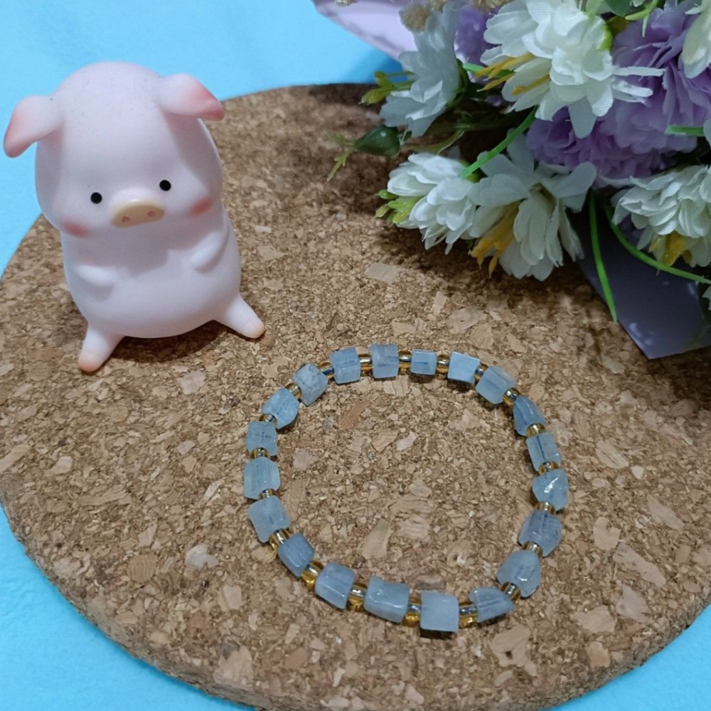 手作海寶藍彈性手串-細節圖2