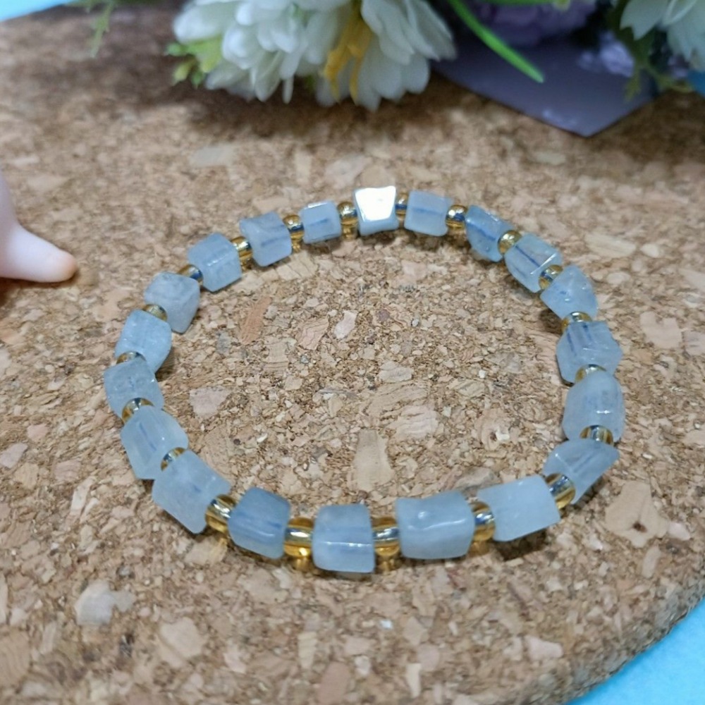 手作海寶藍彈性手串-細節圖5