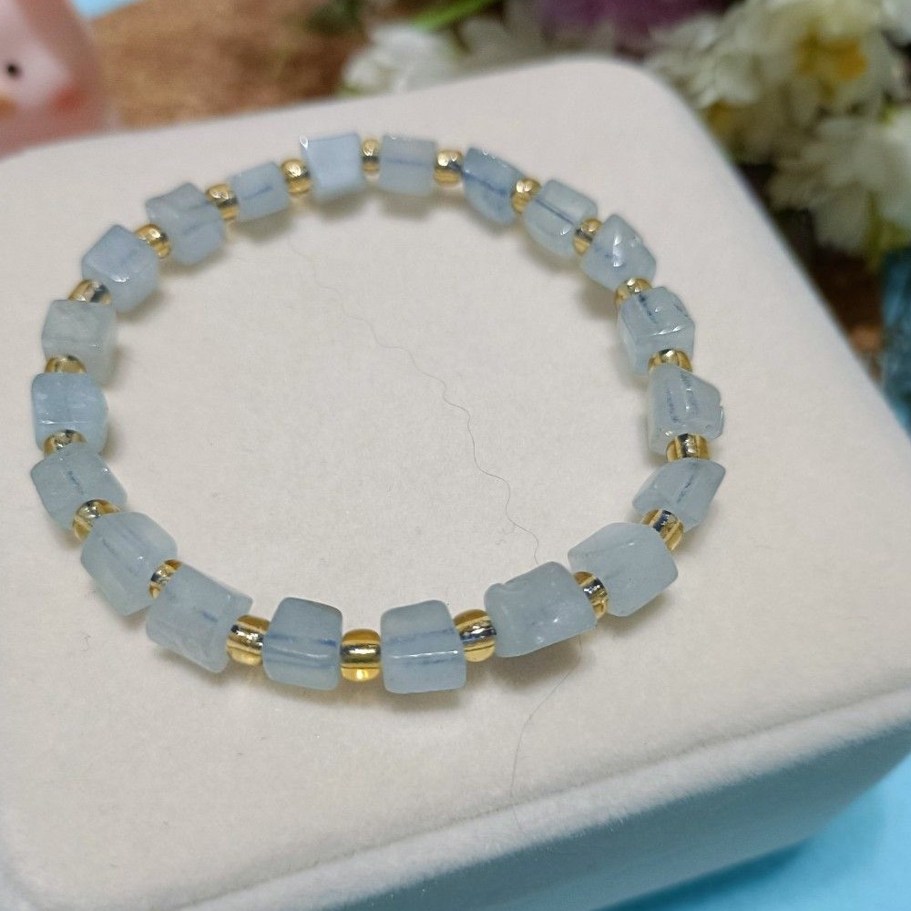 手作海寶藍彈性手串-細節圖7