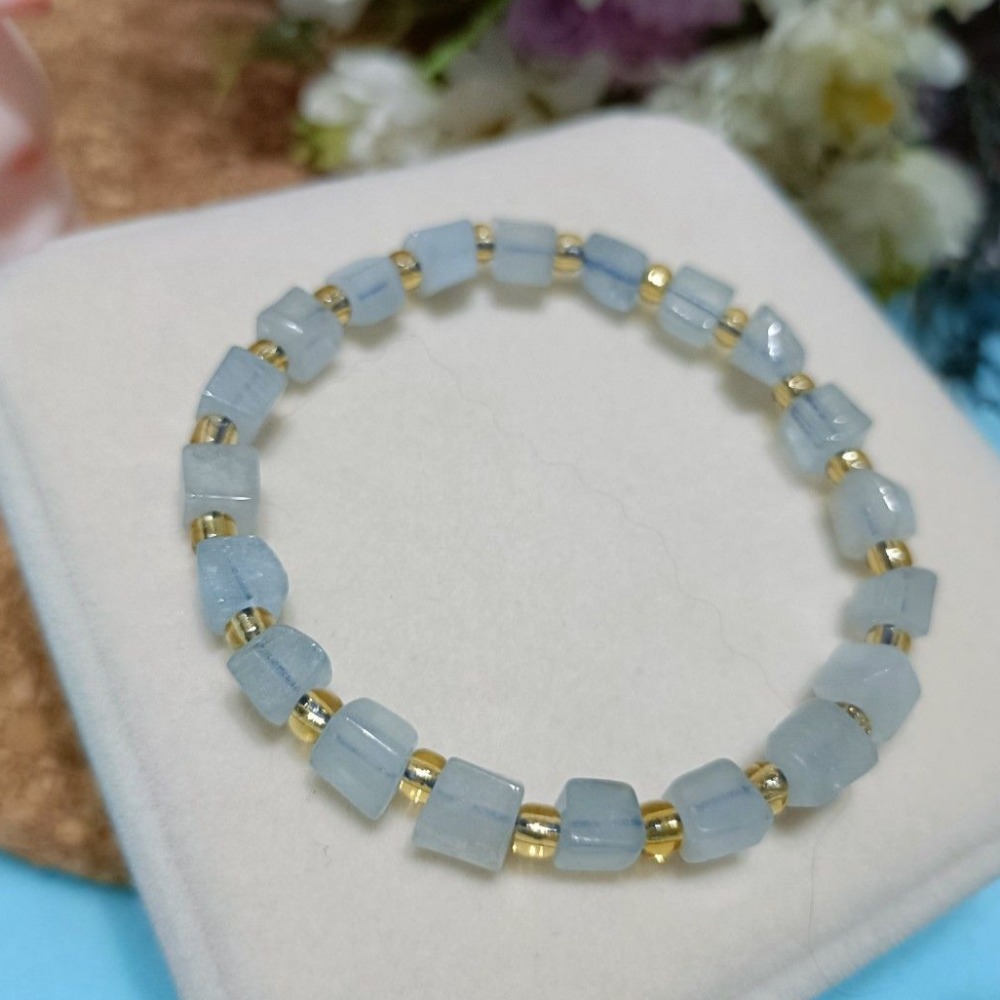 手作海寶藍彈性手串-細節圖8