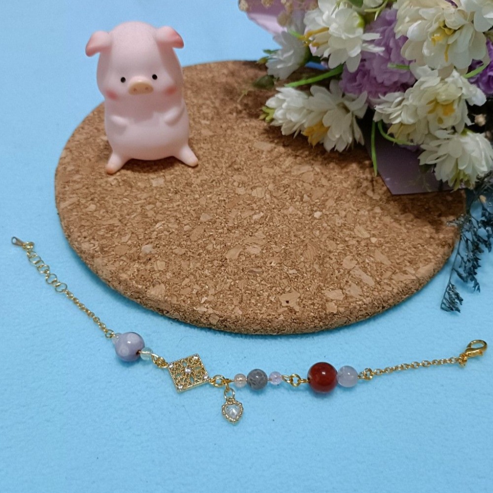 手作14k櫻花瑪瑙搭配極光水晶手鍊-細節圖6