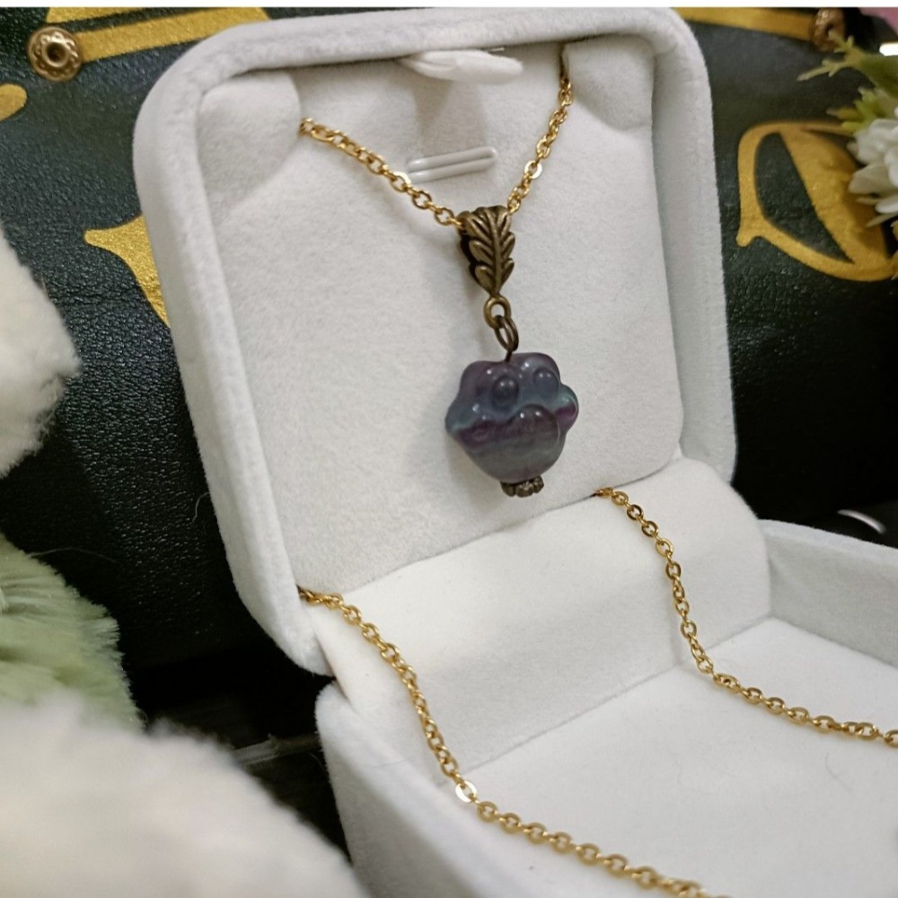 手作14k貓掌幻彩玉石項鍊-細節圖3