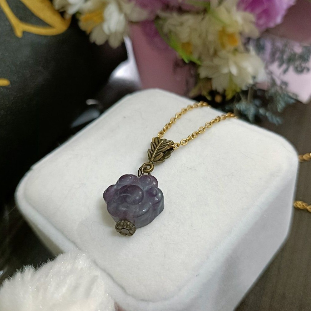 手作14k貓掌幻彩玉石項鍊-細節圖4