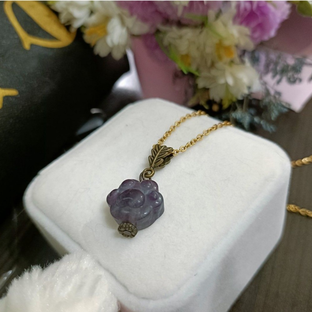 手作14k貓掌幻彩玉石項鍊-細節圖6