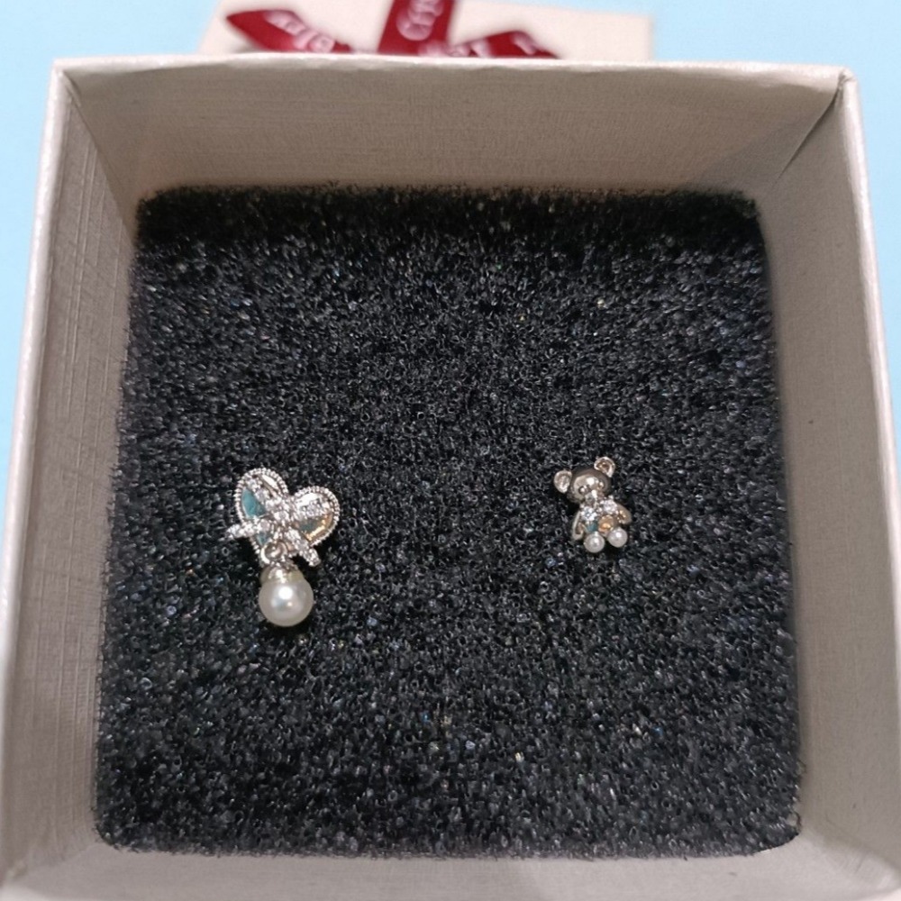 手作小熊的愛純銀耳環（1對）-細節圖2