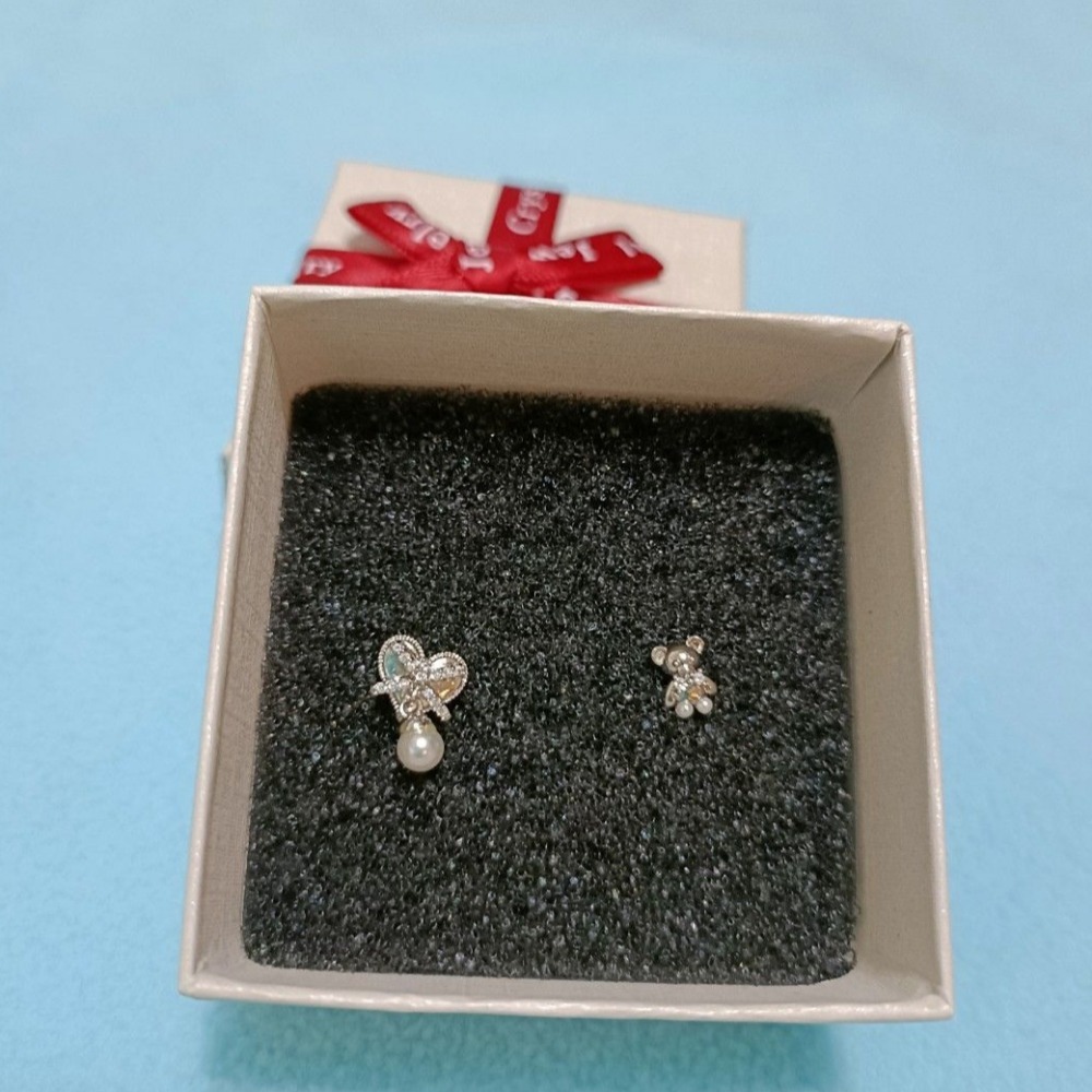 手作小熊的愛純銀耳環（1對）-細節圖4