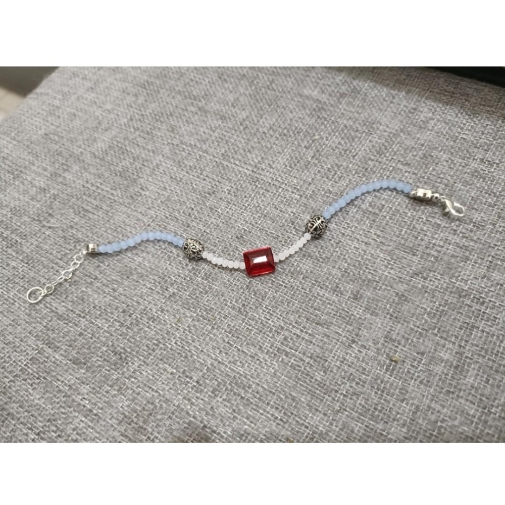 手作藍水晶白水晶手鍊.-細節圖3