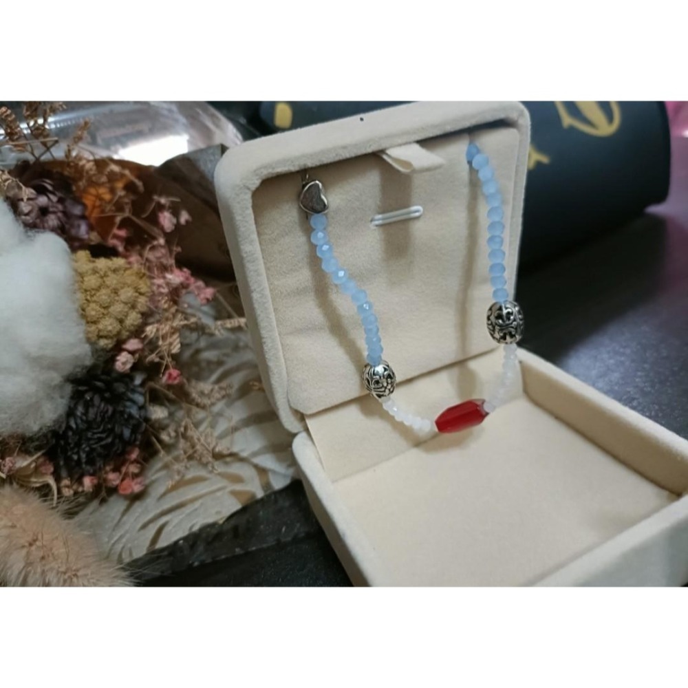 手作藍水晶白水晶手鍊.-細節圖6