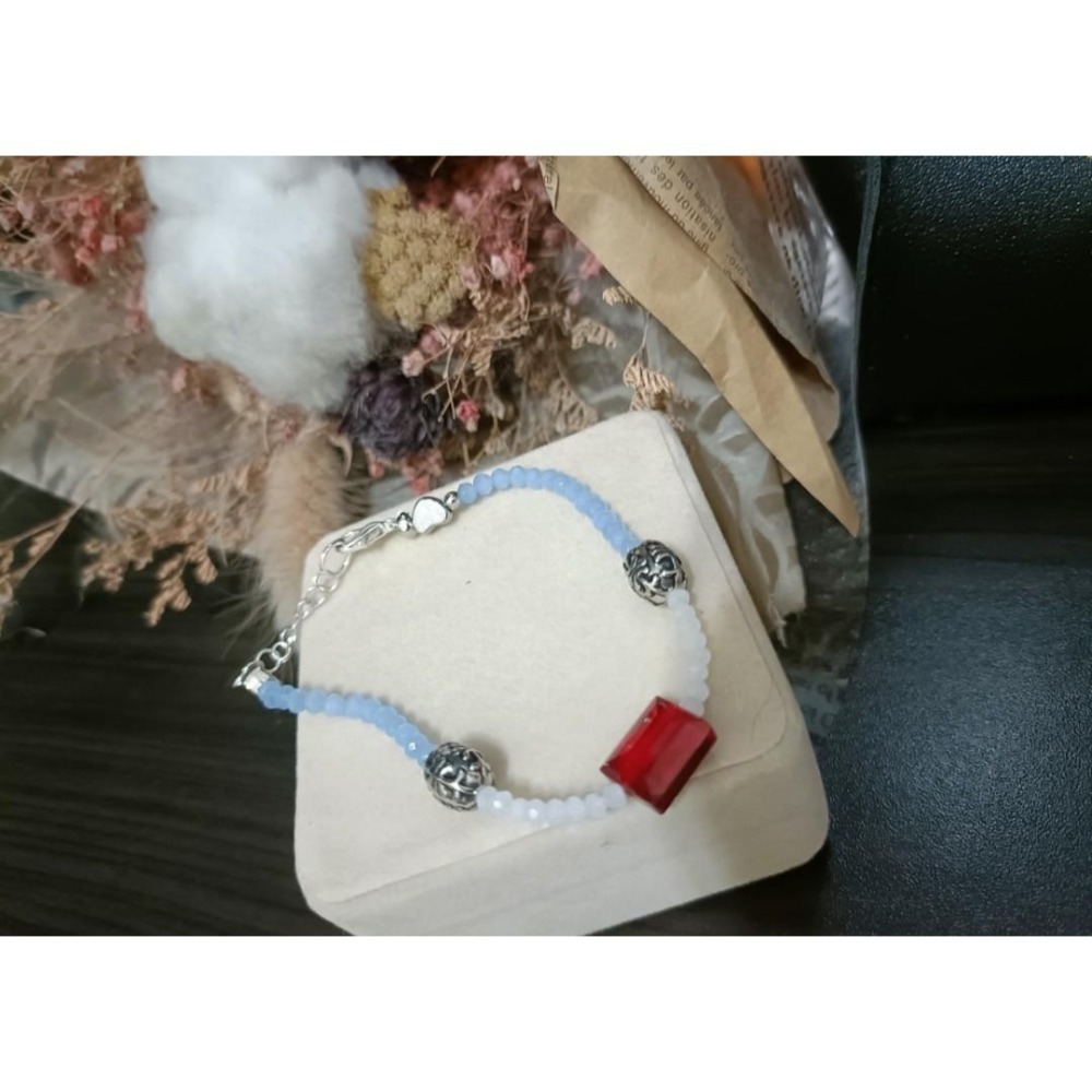 手作藍水晶白水晶手鍊.-細節圖7