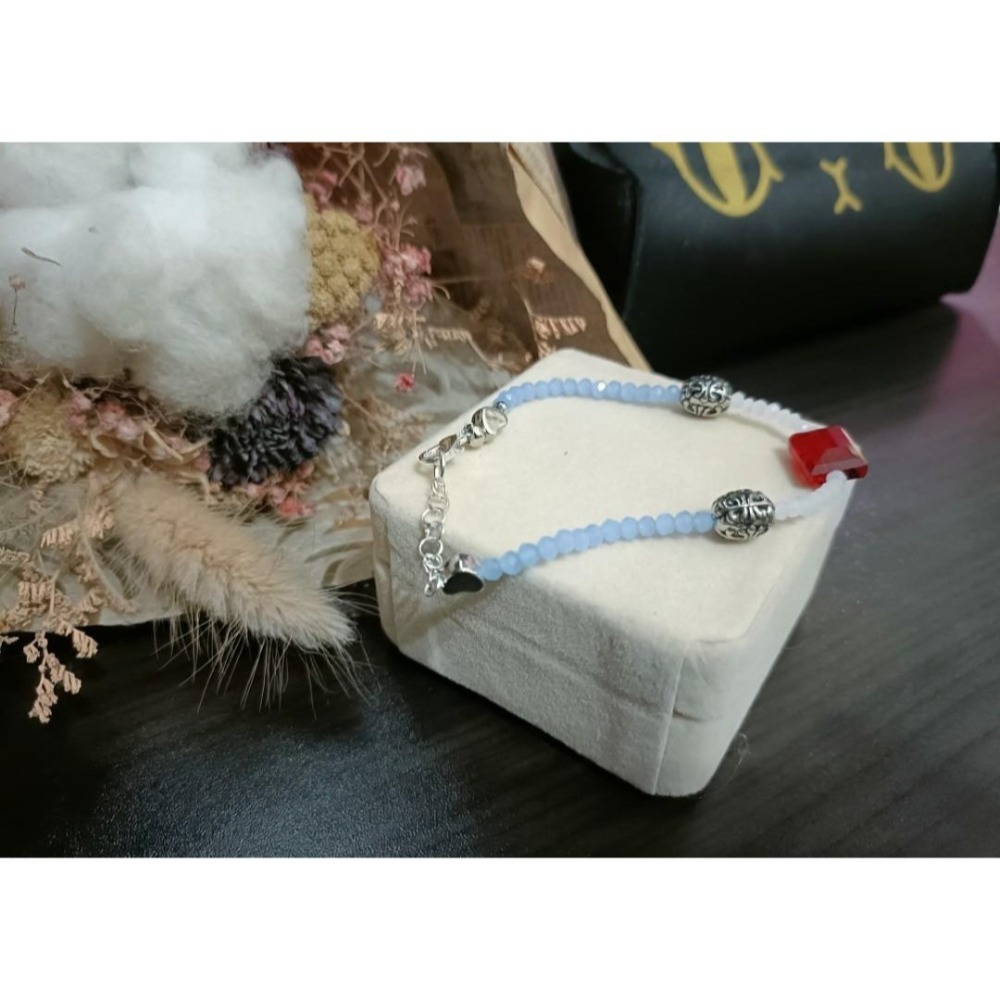 手作藍水晶白水晶手鍊.-細節圖2