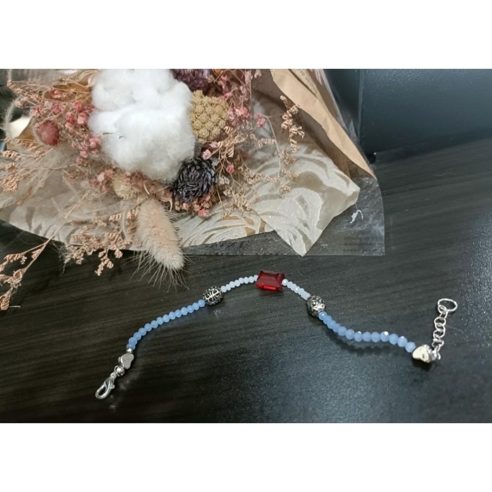 手作藍水晶白水晶手鍊.-細節圖4