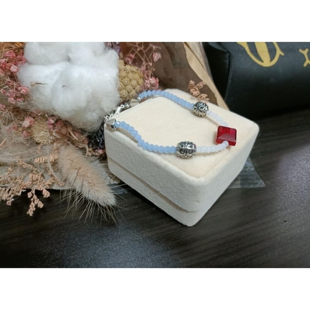 手作藍水晶白水晶手鍊.-細節圖8