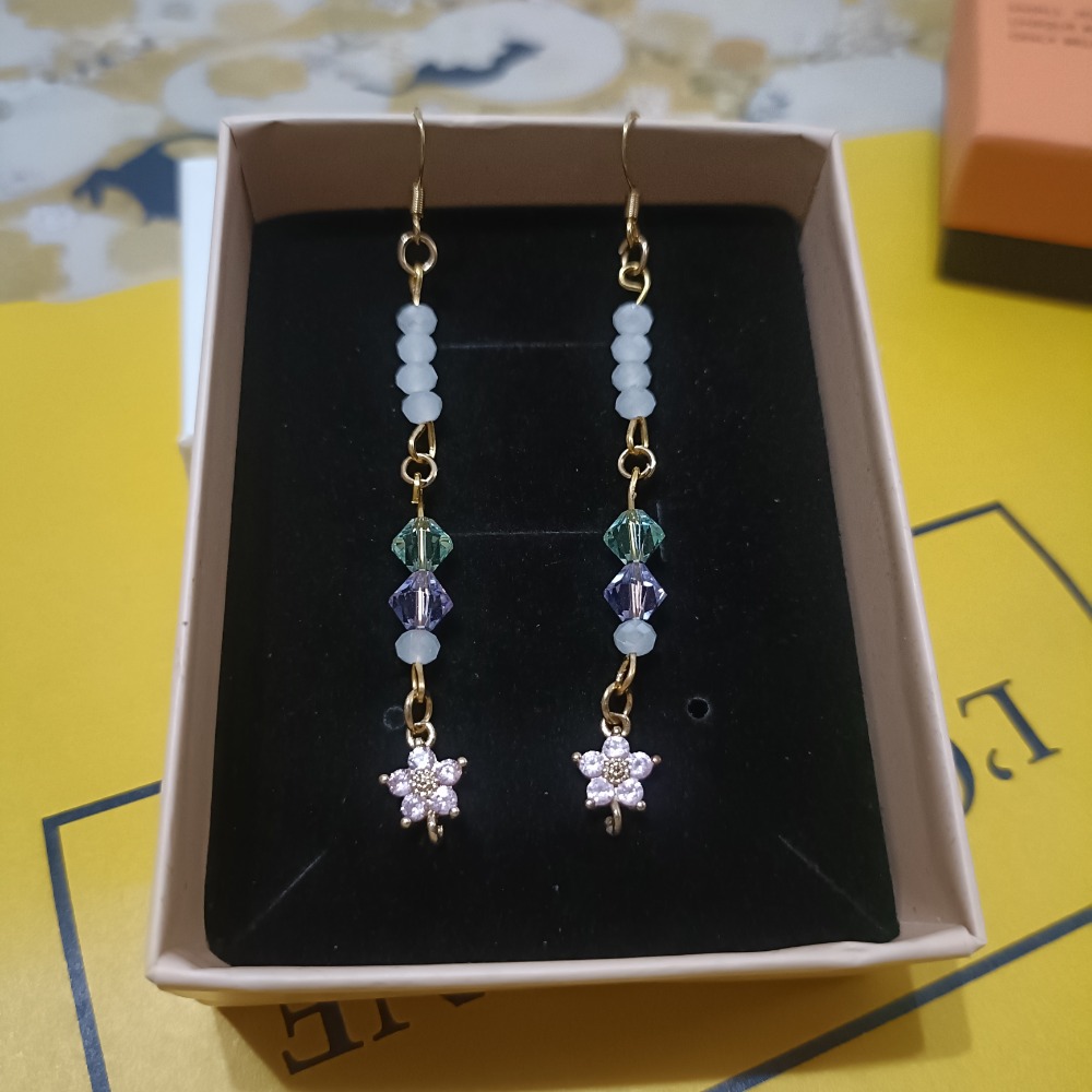 手作.春.水晶耳環1對-細節圖2