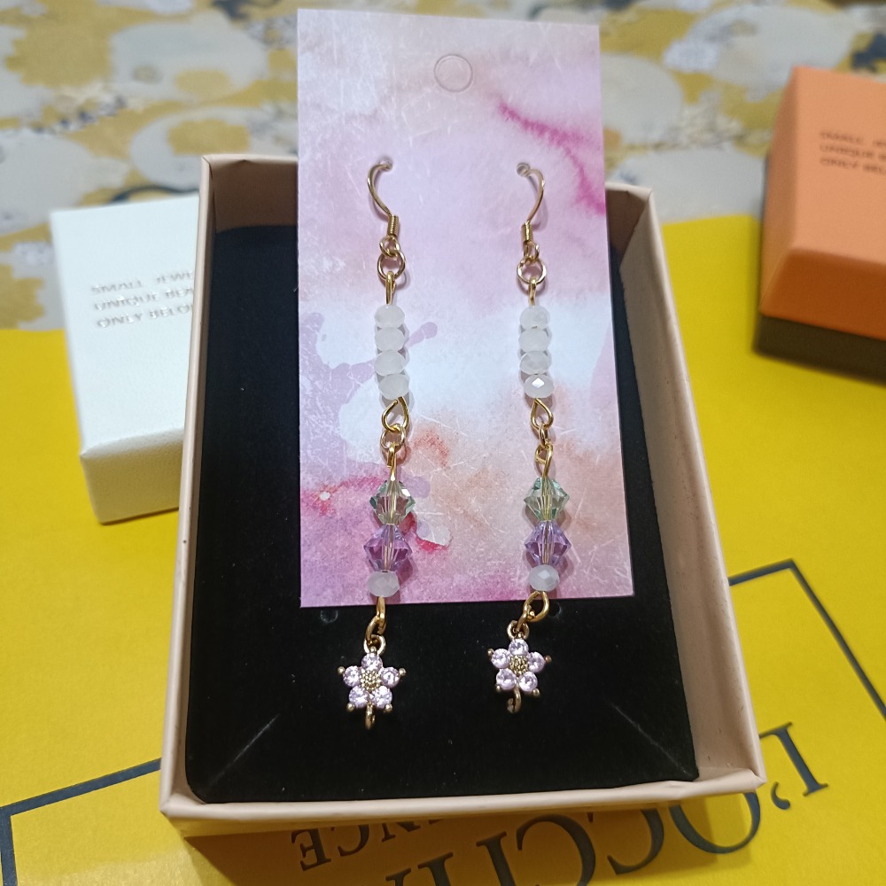 手作.春.水晶耳環1對-細節圖3