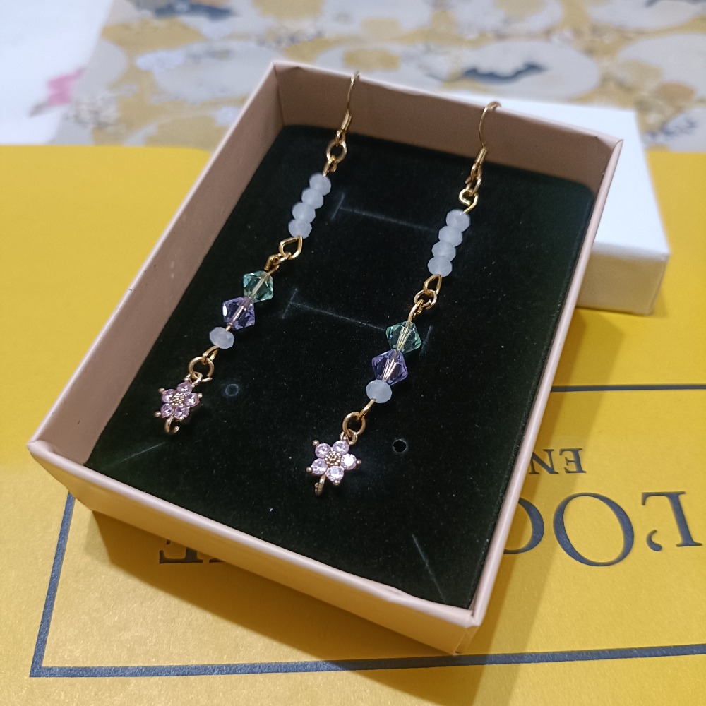 手作.春.水晶耳環1對-細節圖4