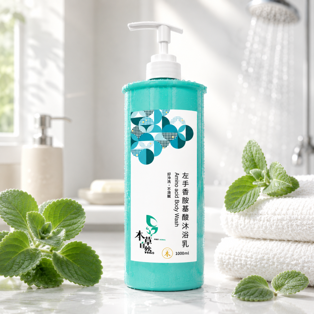 【本草自然】左手香胺基酸沐浴乳 1000ml  好沖不黏膩 手工皂(液態皂)配方 植萃 沐浴 洗澡 台灣製-細節圖2
