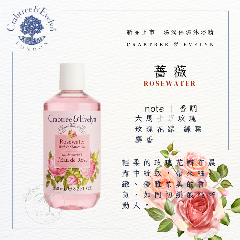 女人香氛✈ 瑰柏翠 Crabtree & Evelyn 瑰柏翠 香氛沐浴精 沐浴露 現貨 薔薇 春回 水澤 紫藤花-細節圖4
