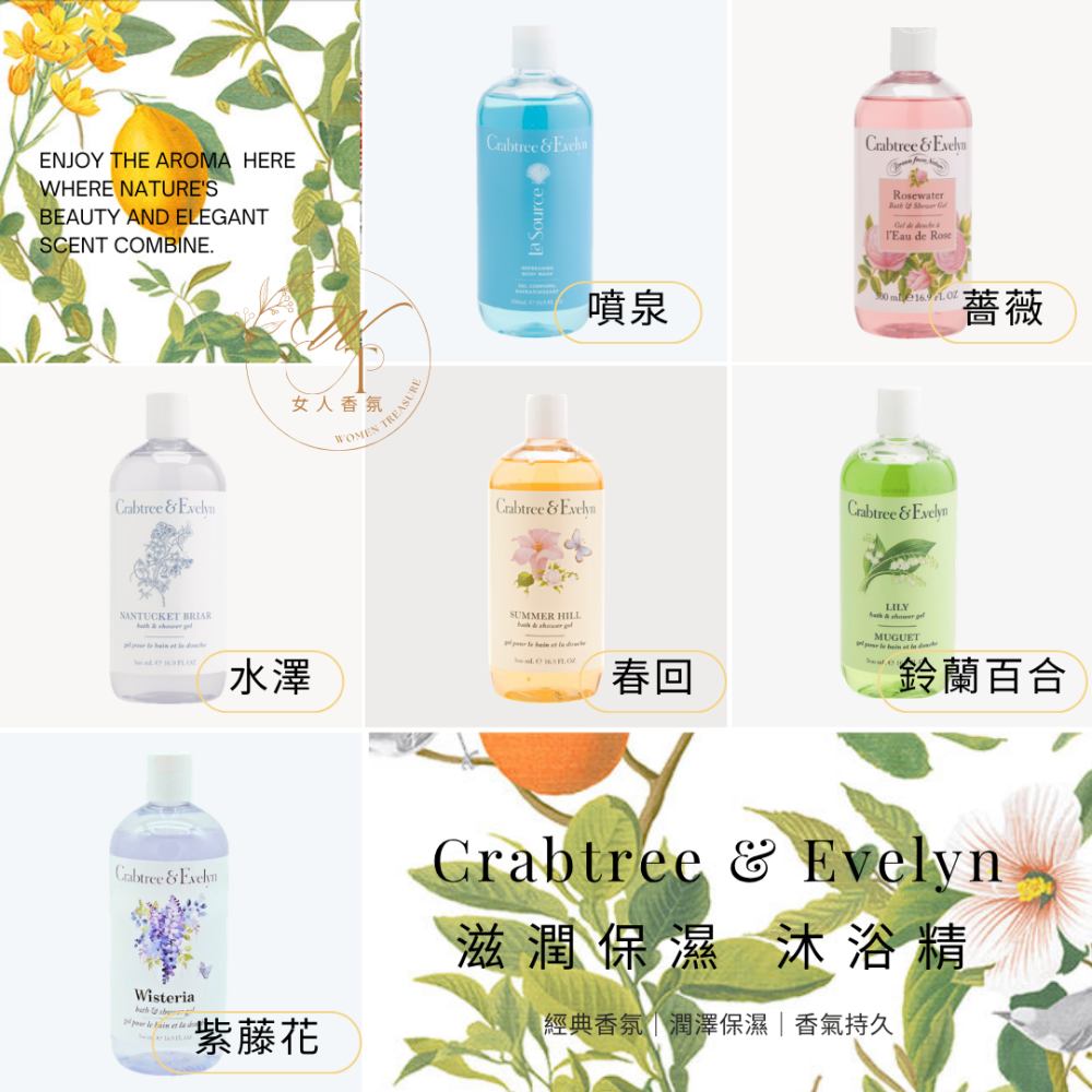 女人香氛✈ 瑰柏翠 Crabtree Evelyn 香氛沐浴精 500ml 沐浴露 薔薇 春回 水澤 紫藤花 紫蝶鳶尾-細節圖2