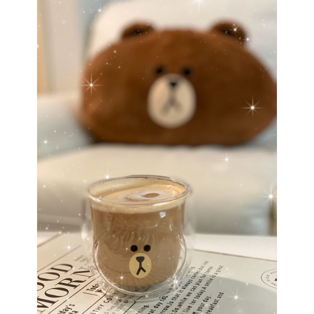 Line熊大雙層玻璃杯~童趣可愛!不怕燙唷-細節圖3