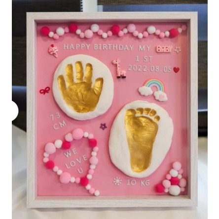 寶寶手足印泥 週歲相框 12吋精美玻璃相框 DIY印泥 手腳印泥 印泥禮盒 全套全配-規格圖8