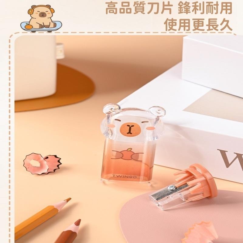 【苗栗現貨&含發票】 削筆器 捲筆刀 水豚削筆器｜美術專用刀頭✧透明倉✧桌上小擺件✧療育一整天-細節圖3