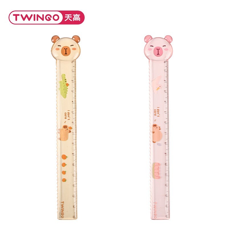 【苗栗現貨&含發票】 TWINGO 卡皮巴拉直尺15cm | 水豚造型刻度尺 圓角防斷裂 學生文具-規格圖8