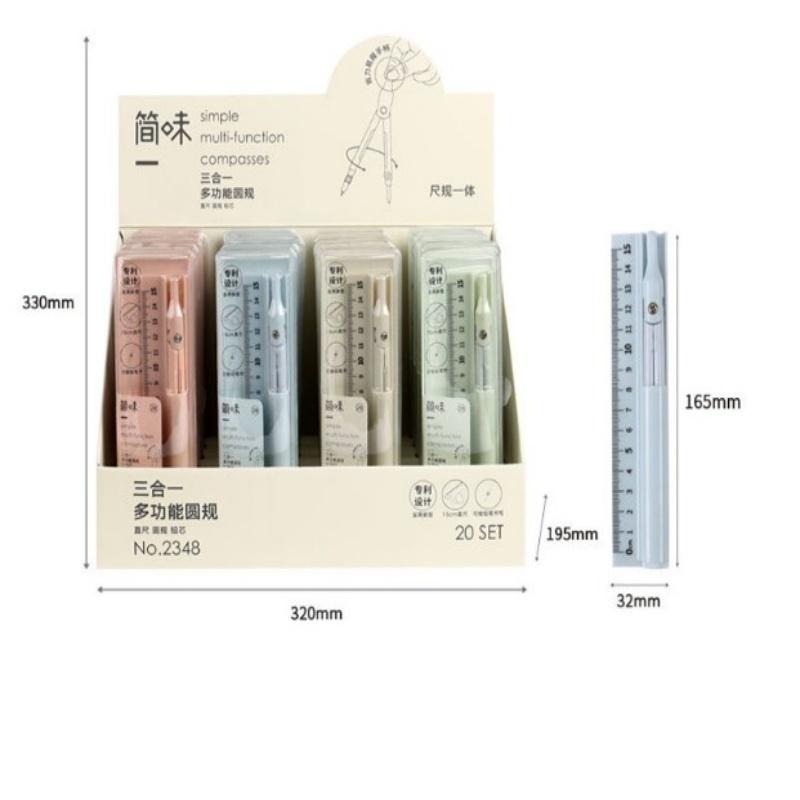 【苗栗現貨&含發票】圓規 三合一多功能圓規 自動鉛筆直尺 馬卡龍色系 學生文具 開學必備 作圖工具-細節圖7