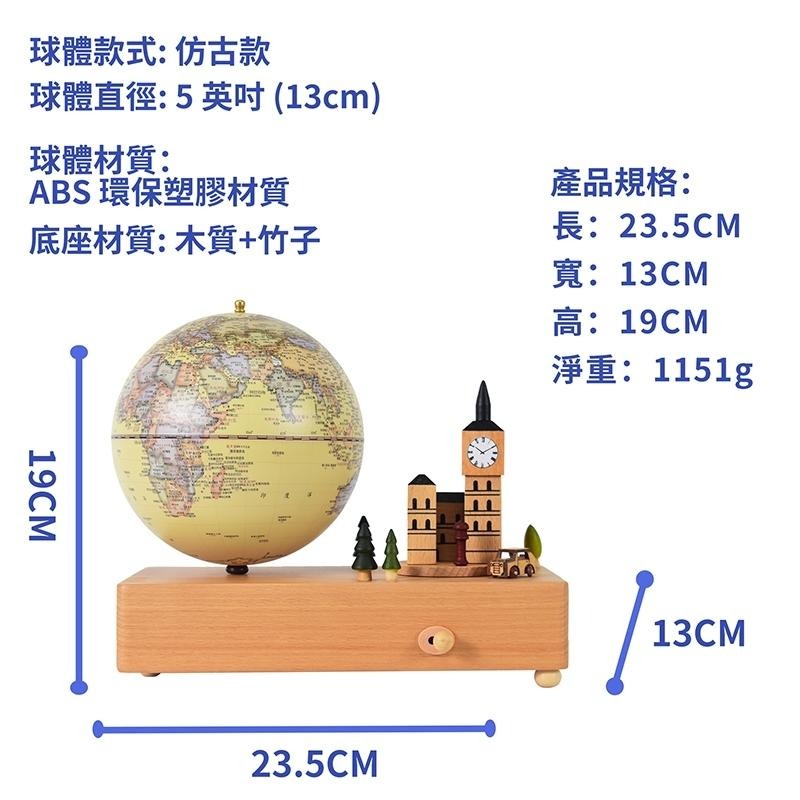地球儀 桌面擺飾 木質音樂盒地球儀｜創意擺飾 送禮推薦｜可愛童話/城市地標/情侶浪漫款-細節圖8