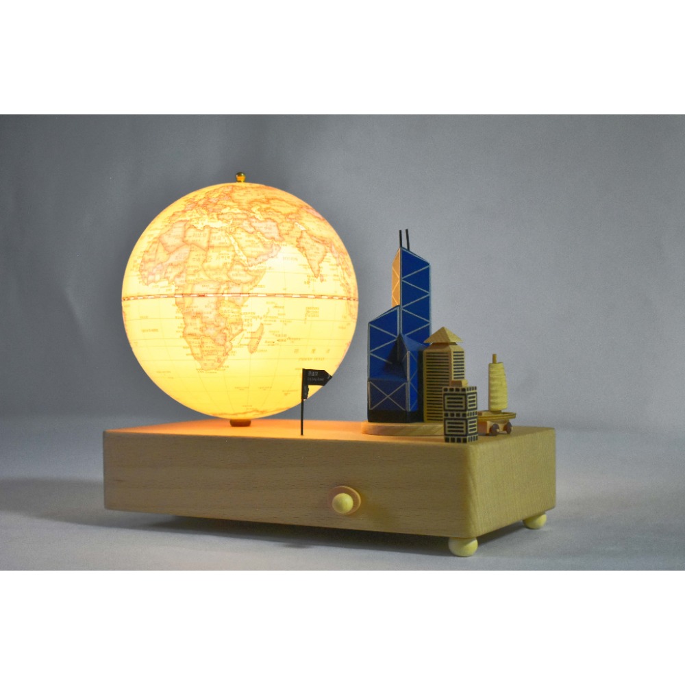 地球儀 桌面擺飾 木質音樂盒地球儀｜創意擺飾 送禮推薦｜可愛童話/城市地標/情侶浪漫款-規格圖8