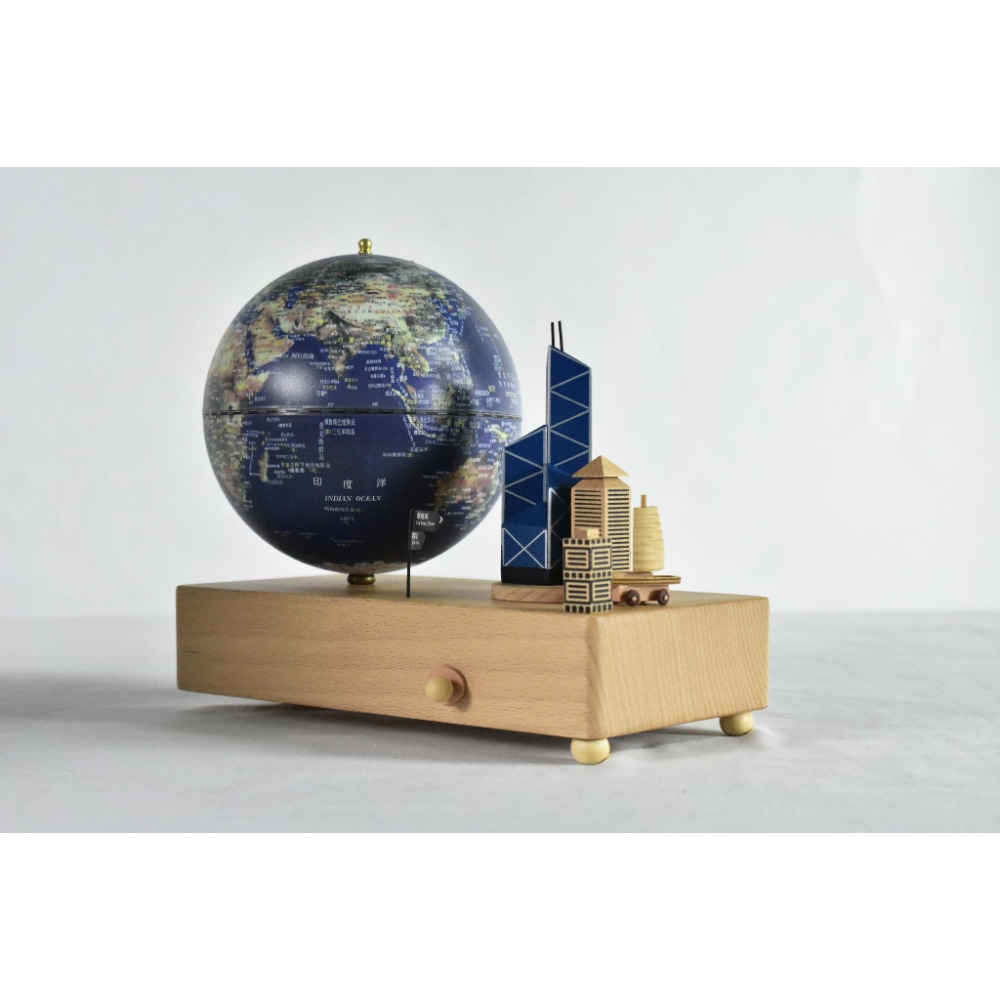 地球儀 桌面擺飾 木質音樂盒地球儀｜創意擺飾 送禮推薦｜可愛童話/城市地標/情侶浪漫款-規格圖8