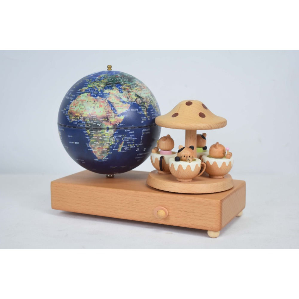 地球儀 桌面擺飾 木質音樂盒地球儀｜創意擺飾 送禮推薦｜可愛童話/城市地標/情侶浪漫款-規格圖8
