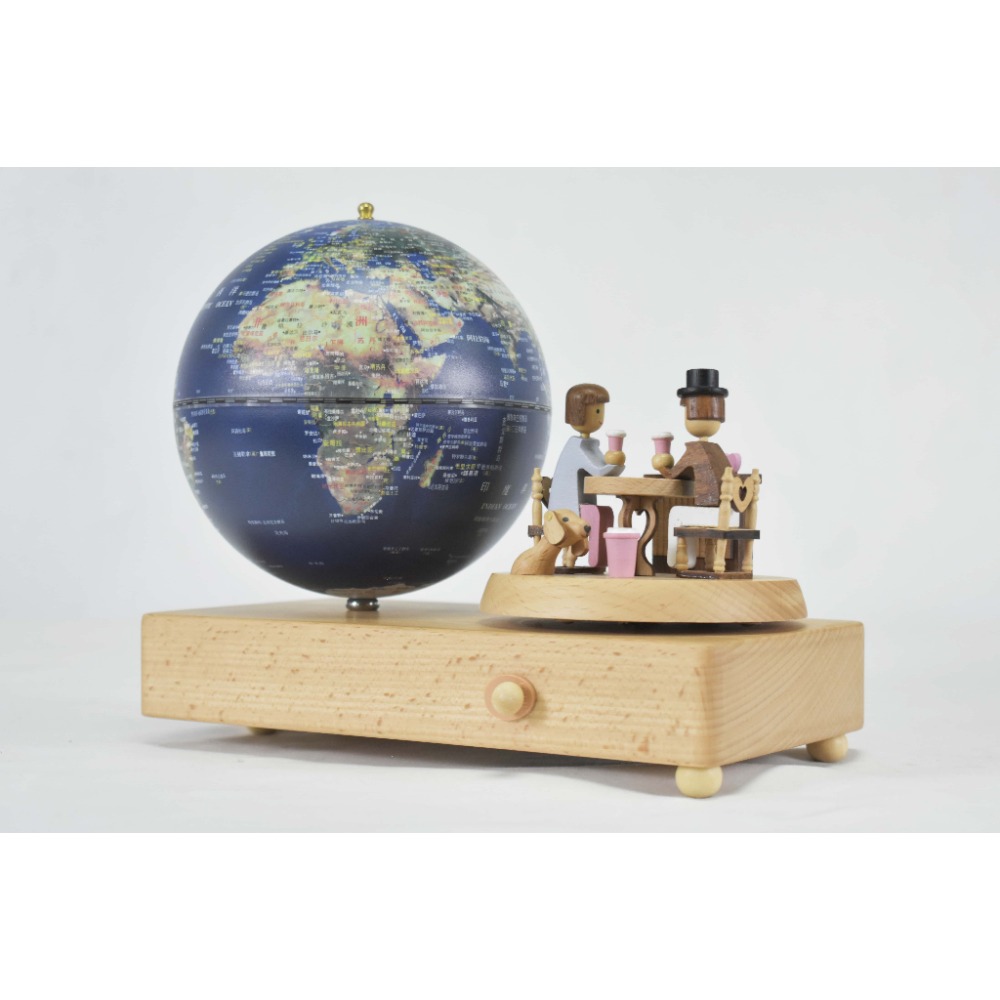 地球儀 桌面擺飾 木質音樂盒地球儀｜創意擺飾 送禮推薦｜可愛童話/城市地標/情侶浪漫款-規格圖8