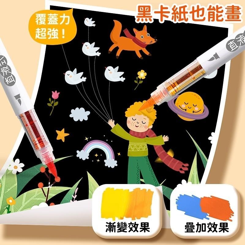 【苗栗現貨&含發票】丙烯 丙烯筆 丙烯馬克筆 丙烯麥克筆 直液式 丙烯軟頭馬克筆組｜專業級配色｜黑卡紙專用｜學生美術繪圖-細節圖7
