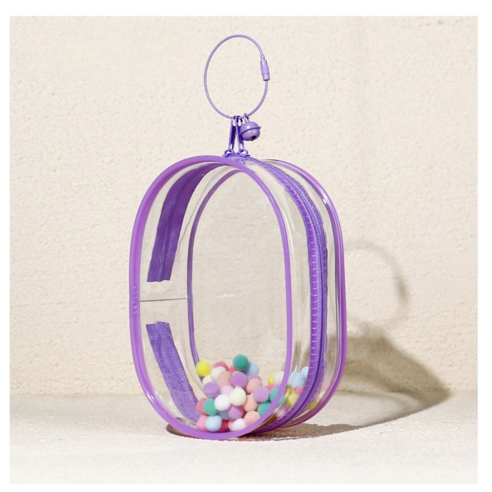 紫邊（毛球+鈴鐺+鑰匙圈）