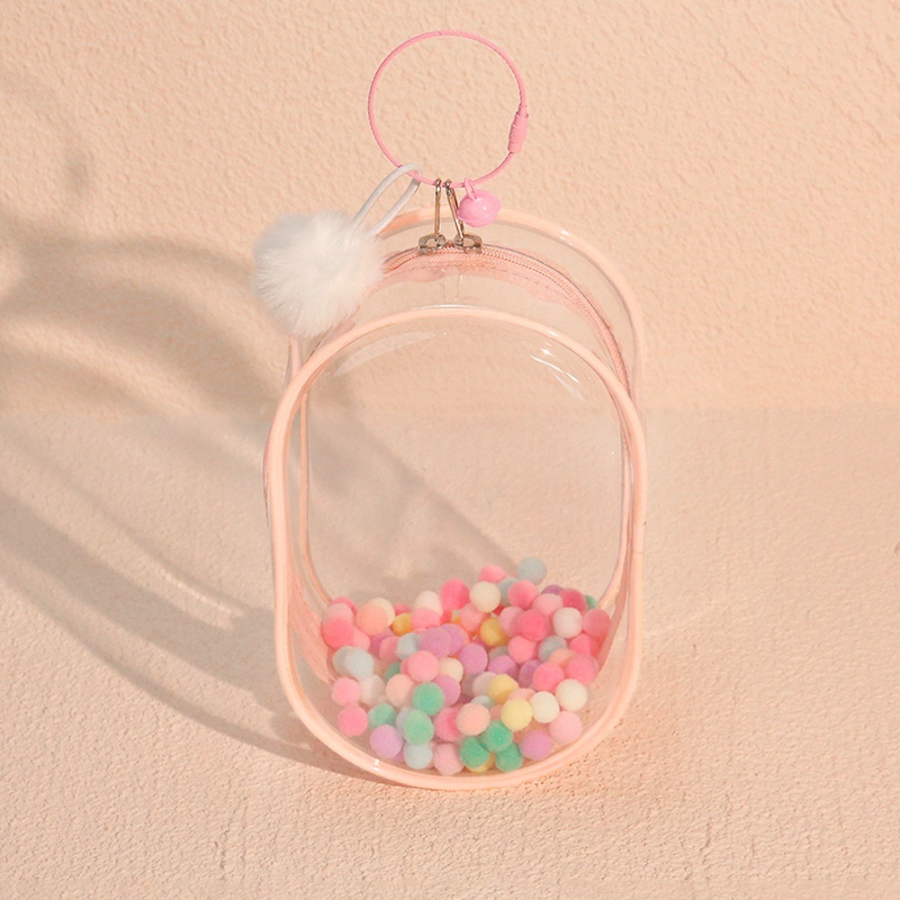 粉邊（毛球+鈴鐺+鑰匙圈）