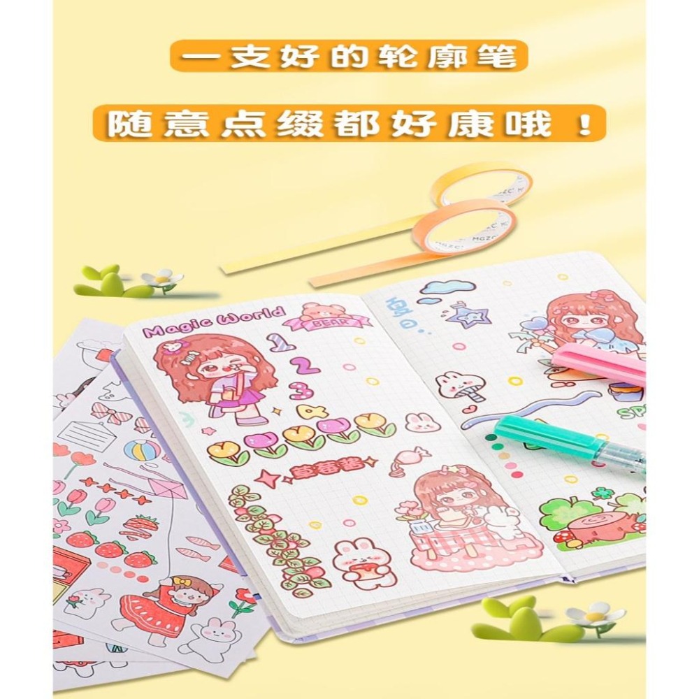 【苗栗現貨&含發票】 輪廓筆 麥克筆 馬克筆 手帳筆 海報筆 螢光筆 雙線輪廓筆 賀卡 卡片-細節圖6