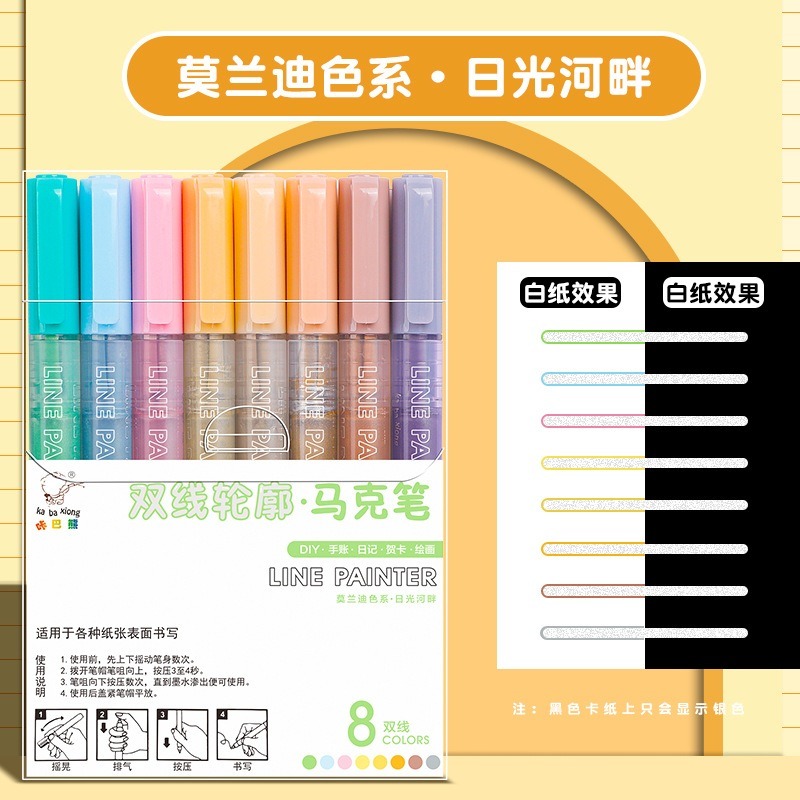 【苗栗現貨&含發票】 輪廓筆 麥克筆 馬克筆 手帳筆 海報筆 螢光筆 雙線輪廓筆 賀卡 卡片-規格圖9